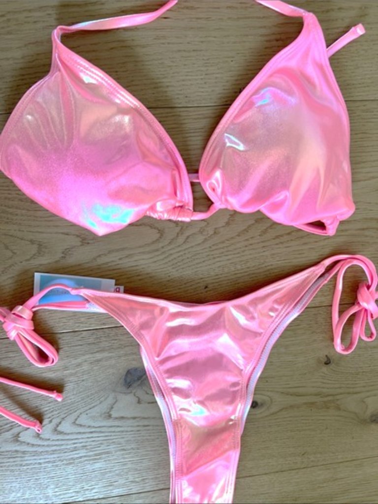 Nwt $198 Iridescent Bikini Set Everything But Water Bottoms Up Bikinis M — image 2 of 7